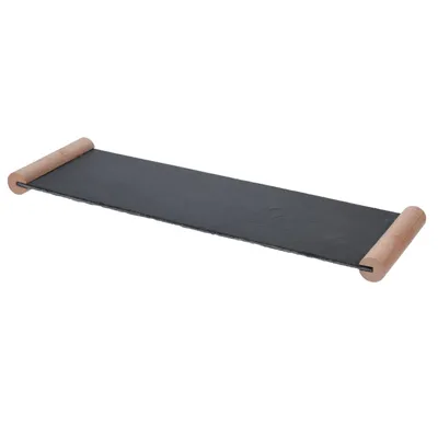 Produktbild von Servierplatte Schiefer 50 x 15 cm mit Holzgriffen Schieferplatte Käseplatte Wurstplatte Servierteller