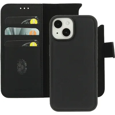 Produktbild von Mobiparts iPhone 15 MagSafe Hülle Echtes Leder Abnehmbare 2in1 Klapphülle Geldbörse - Schwarz