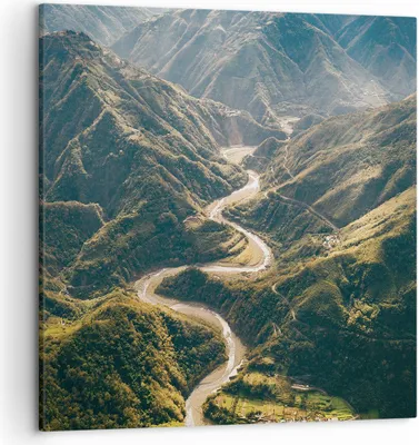 Produktbild von Bild auf Leinwand - Leinwandbild - Einteilig - Berge Weg Wald - 50x50cm - Wand Bild - Wanddeko - Wandbilder - Leinwanddruck - Bilder - Wanddekoration - Leinwand bilder - Wandbild - AC50x50-4700