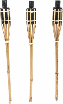 Produktbild von Bambus-Gartenfackeln 3er-Set von Lifetime Garden, nachfüllbar, robust, Lampenöl, Petroleum, Paraffinöl, Länge ca. 63 cm