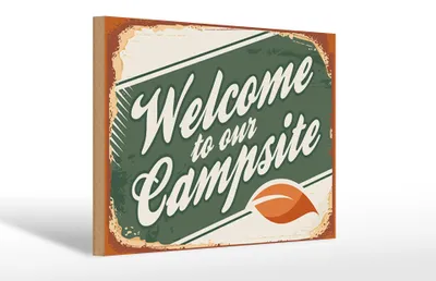 Produktbild von Holzschild Camping 30x20cm welcome to our Campsite