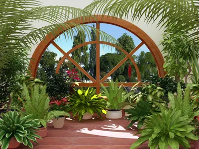 Produktbild von Sanders & Sanders Fototapete Gartenaussicht Grün, Blau und Beige 375 x 270 cm