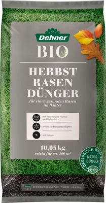 Produktbild von Dehner Bio Herbst-Rasendünger, mit Regenwurmhumus, Mykorrhiza und Kalium, 10.05 kg, für ca. 200 qm