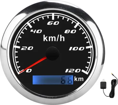Produktbild von GPS-Tachometer, Zeiger, Kilometerzähler, 0–120 km/h, 0–999999 km, IP67, 9–32 VDC, universell für PKW, LKW, Boote