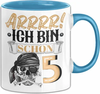 Produktbild von 5. Geburtstag Geschenk Tasse Becher Jungs Pirat Arrrr Ich Bin Schon 5 (Blau)