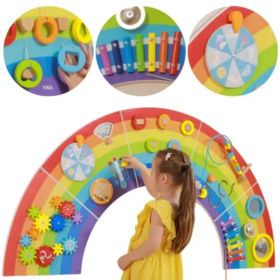 Produktbild von Viga Wooden Sensory-Manipulation Board Edu RainbowZertifikat