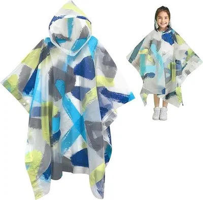 Produktbild von Famanu Regenponcho für Kinder – wiederverwendbar, PEVA, leicht, wasserdicht, atmungsaktiv
