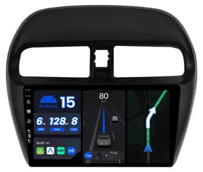 Zdjęcie produktu dla Radio samochodowe do Mitsubishi Mirage (2012-2023) - system Android 14, 6G + 128G, bezprzewodowe połączenie CarPlay/Android Auto
