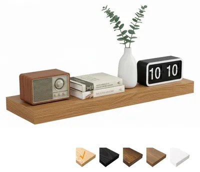Produktbild von Wandregal aus Eiche, 80 x 23,5 x 3,8 cm, Holzregal mit unsichtbaren Halterungen, schwebendes Regal für Schlafzimmer, Wohnzimmer, Badezimmer, Küche, Waschküche, Büro