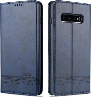 Produktbild von LaimTop LederHülle für Samsung S10, Klapphüllen Brieftasche Magnetverschluss Ständer Schutzhülle für Samsung Galaxy S10 Blau