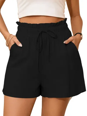 Produktbild von StylSense Kurze Hose Damen Sommer Leinen Musselin Bermuda Shorts Baumwolle High