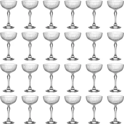 Produktbild von 24x Clear 230ml America '20s Champagne Cocktail-Untertassen - Vintage Art Deco Coupé Gläser fÃ1/4r Wein, Espresso Martini - von Bormioli Rocco