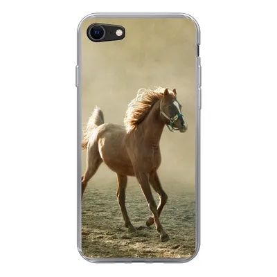 Produktbild von MuchoWow® Handyhülle Schutzhülle Hülle für iPhone 8 Pferd - Sand - Nebel Silikon Softcase Handy Hülle - Schutzhaube