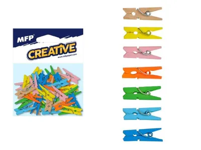 Zdjęcie produktu dla Klamerki drewniane dekoracyjne 2,5 cm kolorowe