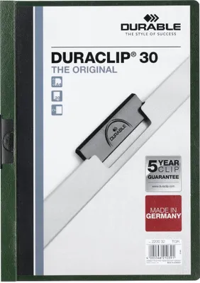 Produktbild von Durable DURACLIP 30 A4, Schwarz, Grün, Transparent, PVC, 30 Blätter, A4, 1 Stück(e)