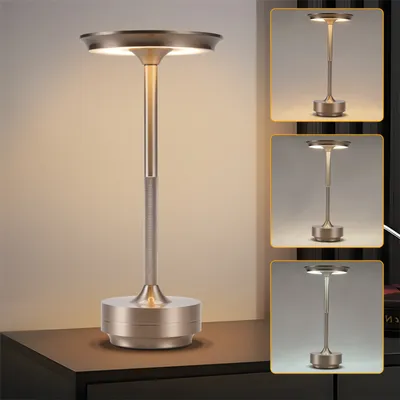 Obrázok produktu pre ZMH Nočná lampa Bezdrôtová stolová lampa Nabíjateľná LED stolová lampa Dotykové stmievateľné svietidlo s USB dobíjateľnou batériou Stolové lampy Nikel pre moderné parapety Obývacia izba Detská izba Spálňa