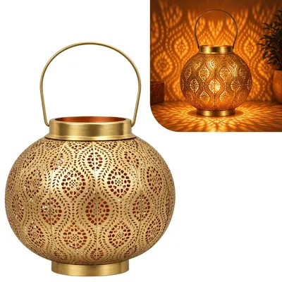 Produktbild von Windlicht Bahadir aus Metall gefertigt, für KerzenNachbildungation, in Gold 24 cm