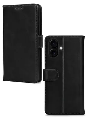 Produktbild von Mobilize Wallet iPhone 16 Hülle Echtes Leder Klapphülle Geldbörse - Schwarz
