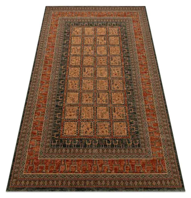 Image de Tapis en laine KASHQAI 4349 500 oriental, cadre bordeaux rouge 80x160 cm