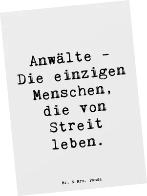 Produktbild von Mr. & Mrs. Panda Postkarte Spruch Anwalt Streitmacher - Weiß - Geschenk, bildkarte, Anwälte, Grußkarte, Beruf, Berufspassion, handgefertigte Geschenke, Ansichtskarte