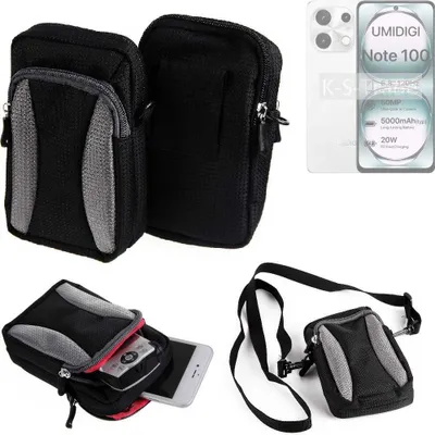 Produktbild von K-S-Trade Holster Schutz Hülle kompatibel mit UMIDIGI Note 100 Handy Hülle Gürteltasche Umhängetasche mit Zusatzfach schwarz