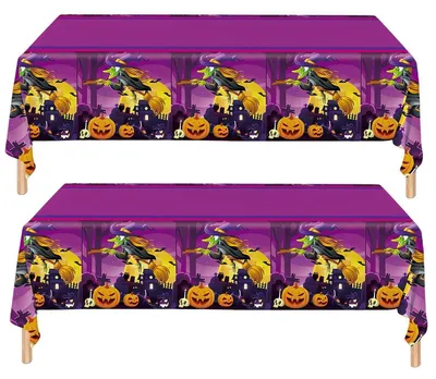 Produktbild von 2 Stück Halloween Tischdecke Kunststoff 108x180cm Violett Abwaschbar