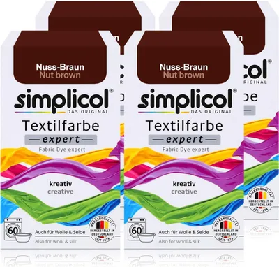 Produktbild von Simplicol Textilfarbe expert Nuss-Braun 150g - Farbe zum Färben (4er Pack)