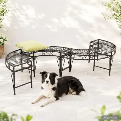 Produktbild von DanDiBo Gartenbank Wetterfest Metall S-Form Braun 96188 Sitzbank Garten Bank Parkbank Eisen