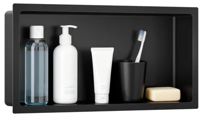 Immagine prodotto di Nicchia da incasso per doccia - Scaffale da bagno - Acciaio inossidabile resistente alla ruggine - Nicchia a muro impermeabile - 10 x 33 x 48 cm - Nero