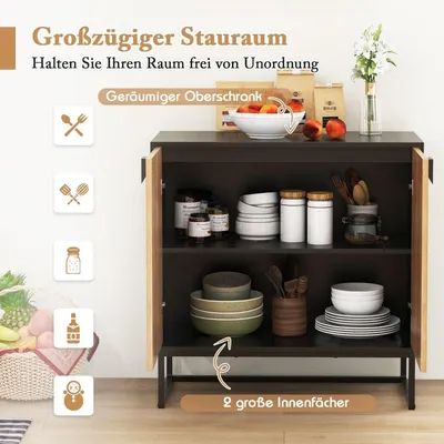 Immagine prodotto di Credenza a 2 ante, mobile da cucina con ripiano, credenza moderna con gambe in metallo, 80 x 40 x 80 cm, nero