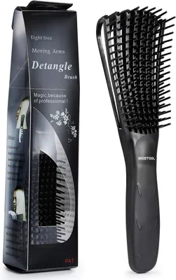 Produktbild von Entwirrungsbürste für Afro-Haar 3a bis 4c, Flexible Haarkamm, Schwarz, Für Nasses und Trockenes Haar