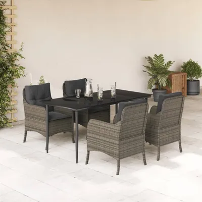 Produktbild von Praktischen Gartenmöbel Set Balkonmöbel-Set 5-tlg. Garten-Essgruppe mit Kissen Grau Poly Rattan - Gartenmöbelgarnituren ,design Möbel 6974058 3parcel