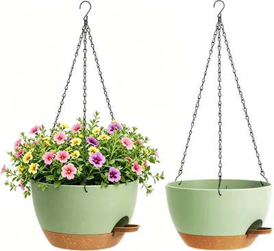 Zdjęcie produktu dla Donice wiszące z automatycznym nawadnianiem, 20 cm, zestaw 2 sztuk, do pielęgnacji roślin