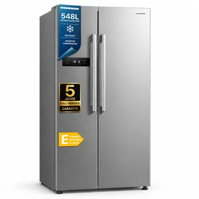 Produktbild von Heinner HSBS-M548NFINVXE++ Side-by-Side 548 L, No Frost, Inverter, Edelstahl