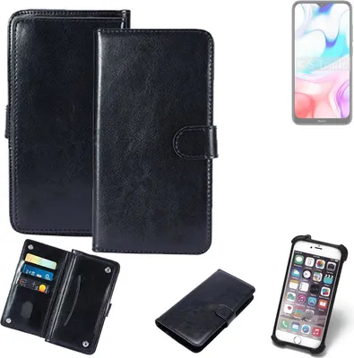 Produktbild von K-S-Trade 360° Hülle kompatibel mit Xiaomi Redmi 8 schwarz Kunstleder Case BookCase WalletCase Kunstlederederhülle Handyhülle, Rundumschutz Bumper