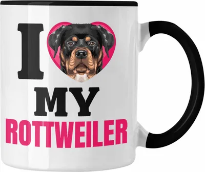 Produktbild von Trendation - Rottweiler Besitzerin Tasse Geschenk Lustiger Spruch Geschenkidee I Love My Rottweiler (Schwarz)