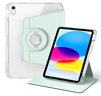 Image de Pour Apple iPad 11ème Gen A16 2025 / 10.9 2022 360 degrés acrylique / similicuir Housse vert clair