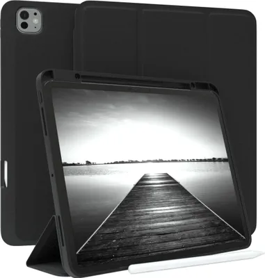 Produktbild von EAZY CASE Smartcase mit Stifthalter für Apple iPad Pro 13 (2025) Hülle mit Stifthalterung, Tablet Cover aufstellbar  13 Zoll in Schwarz