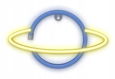 Image de LED-Schild de Néon avec pile / USB LED-Licht Home Enseigne lumineuse veilleuse Saturne - jaune/bleu