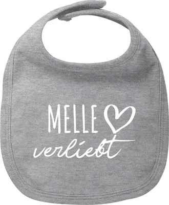 Produktbild von Huuraa Baby Lätzchen Melle verliebt Heather Grey Klettverschluss  Baumwolle Latz Geschenkidee