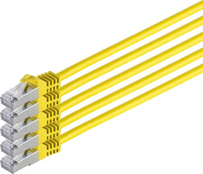 Produktbild von RJ45 Patchkabel m. CAT 7 Rohkabel  PIMF gelb 5m