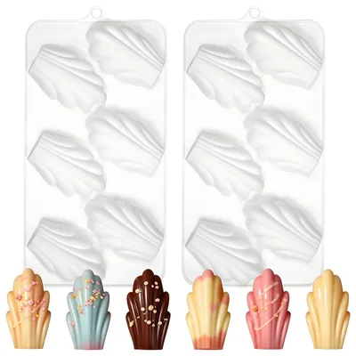 Image de Moules à muffins en silicone, forme Madeleine, 6 cavités, lot de 2, 22,3 x 11,8 cm, forme coquillage, couleur blanche