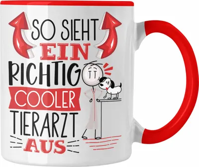 Produktbild von Trendation - Tierarzt Tasse Geschenk So Sieht Ein RIchtig Cooler Tierarzt Aus Geschenkidee Lustiger Spruch Geburtstag Becher Kaffeetasse (Rot)