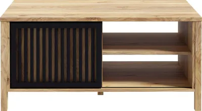 Produktbild von Forte JYTANA Couchtisch 100 110, skandinavischer Sofatisch mit Aufbewahrung, Holzwerkstoff, Mauvella Eiche Holzdekor, 105,5 cm breit x 49,9 cm hoch x 65,2 cm tief