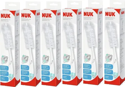 Produktbild von NUK 2-in-1 Flaschenbürste 6 Stück – Mit Saugerbürste