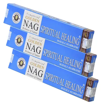 Produktbild von 3x Golden Nag Spiritual Healing Räucherstäbchen 45g – energetisches Räucherwerk