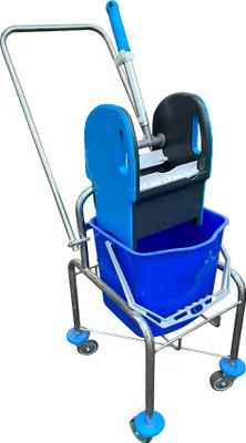 Produktbild von CleanSV Reinigungswagen / Putzwagen hoch 1 x 18 Liter Eimer, Presse, Deichsel - Pressen ohne bücken -