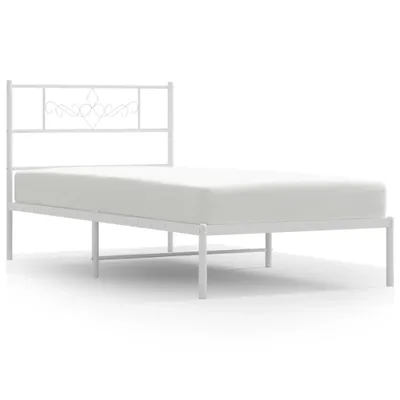 Produktbild von Bettgestell mit Kopfteil Metall Weiß 90x190 cm