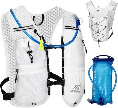 Produktbild von ONETOALL Hardloopweste für Damen und Herren, 6-Liter-Hydratationsrucksack mit 2-Liter-Trinkblase, leichter Trinkrucksack für