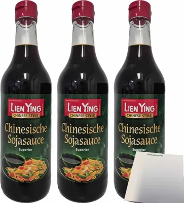Produktbild von Lien Ying Chinesische Sojasauce Superior 3er Pack (3x500ml Flasche) + usy Block